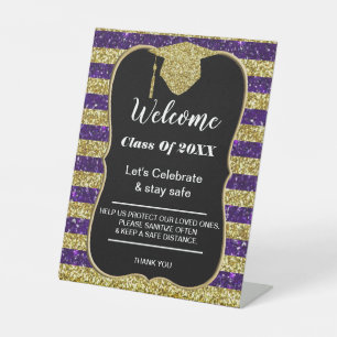 Abschluss Lila Goldstreifen Party Sicherheit Sockelschild