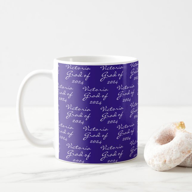 Abschluss Lila Personalisierter Grad Kaffee Kaffeetasse (Mit Donut)