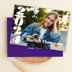 Abschluss Lila Typografie Foto-Klasse von 2023 Einladung