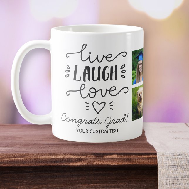 Abschluss Live Lagh Liebe Graduate Foto Collage Kaffeetasse (Von Creator hochgeladen)