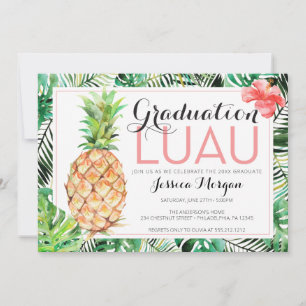 Abschluss Luau Ananas Tropisch mit Foto Einladung