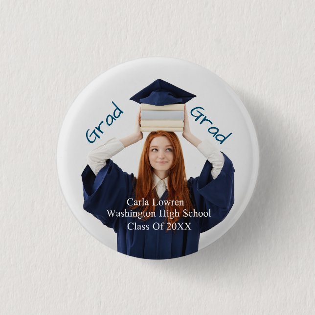 Abschluss Mädchen benutzerdefinierte Foto einfache Button (Vorderseite)