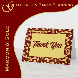 Abschluss Maroon und Gold Party Vielen Dank Dankeskarte