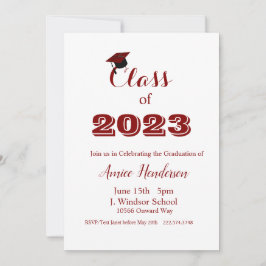 Abschluss Maroon & White Invitation Class 2024 Einladung