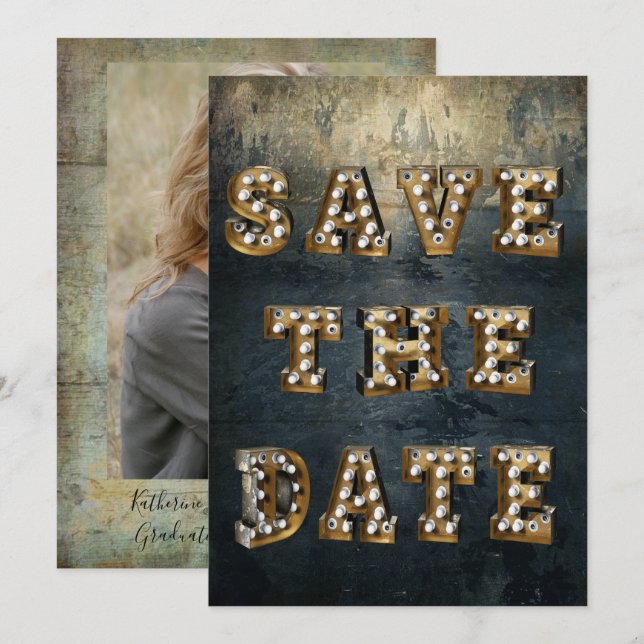 Abschluss Marquee Theaterbeleuchtung Einladung (Vorne/Hinten)