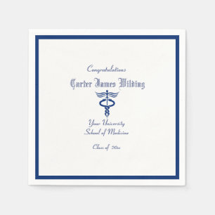 Abschluss, Medizinschule, Caduceus, Navy Blue Serviette