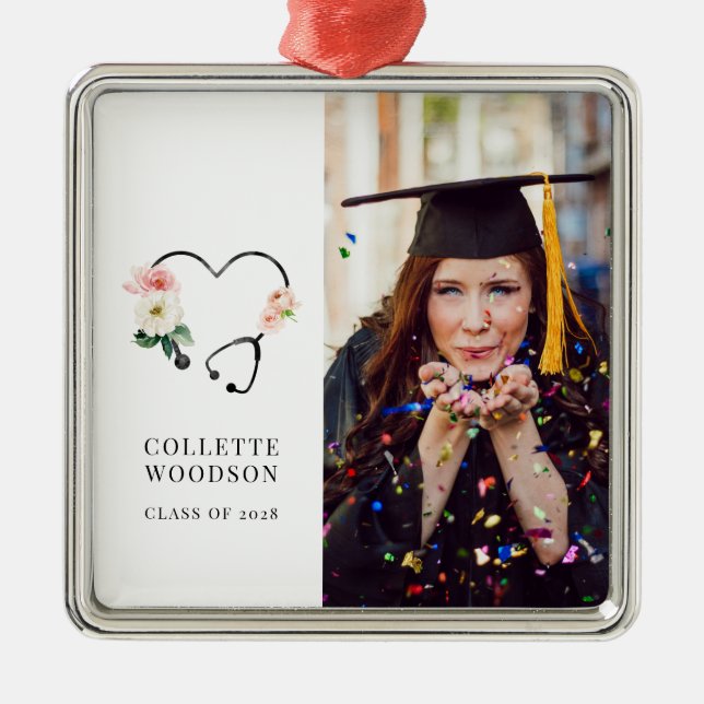 Abschluss Memento Foto Ornament Aus Metall (Vorne)