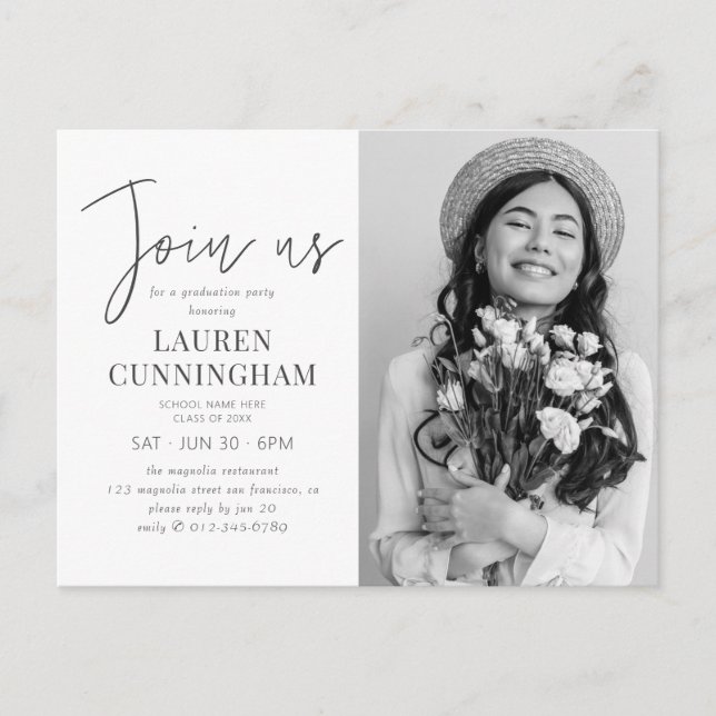 Abschluss Minimalistisch Modernes schlichtes Foto Postkarte (Vorderseite)