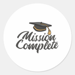 Abschluss Mission abgeschlossen Runder Aufkleber