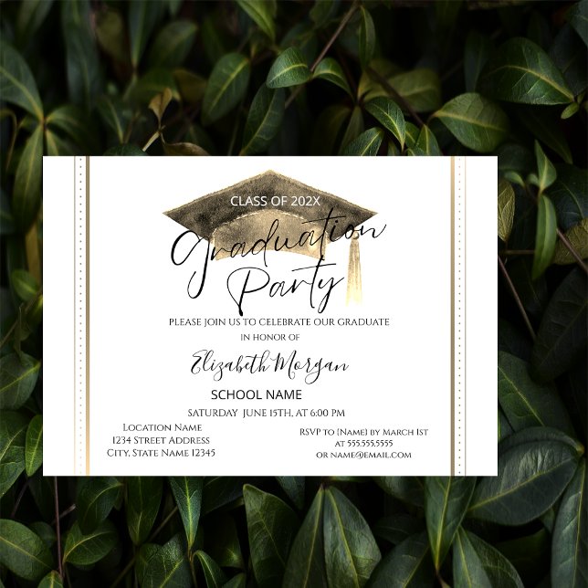 Abschluss mit einfacher Chic Frame Graduation Einladung (Von Creator hochgeladen)