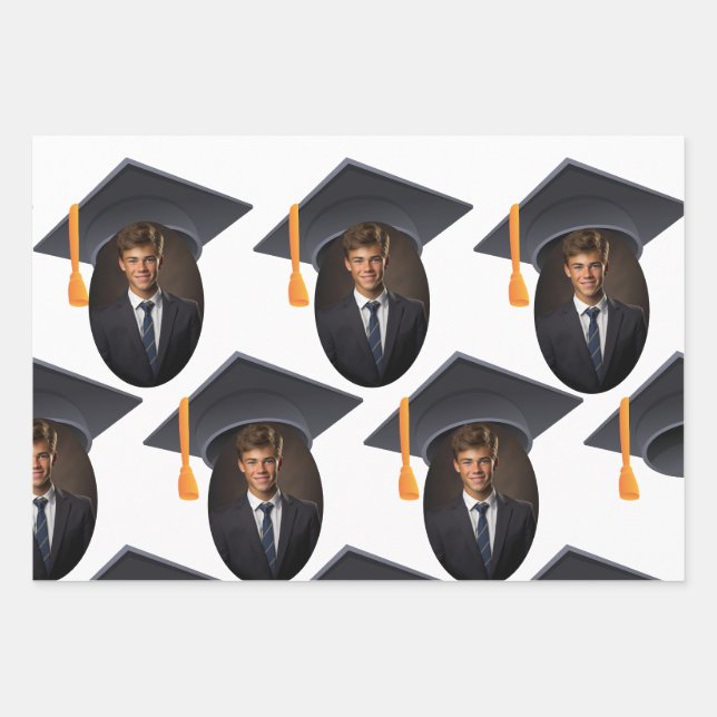 Abschluss mit Foto und Jahr Geschenkpapier Set (Vorderseite 2)