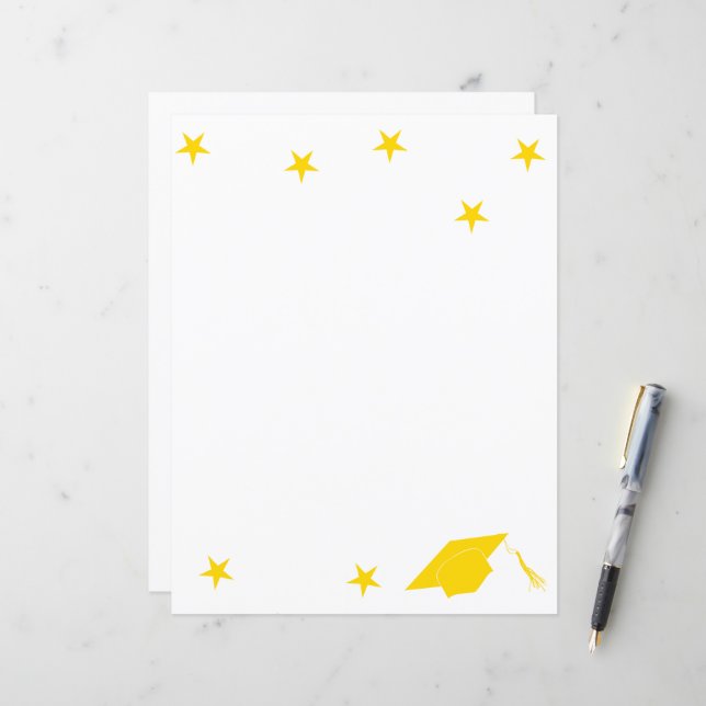 Abschluss mit gelben Sternen Papierblatt (Vorderseite/Rückseite Beispiel)
