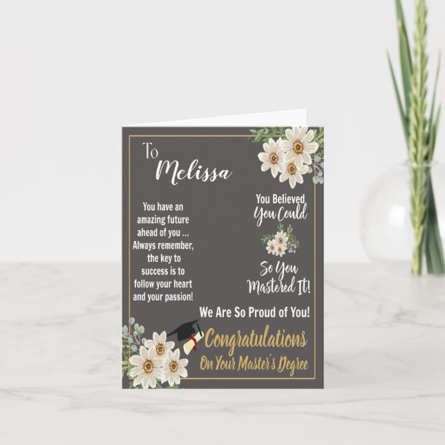 Abschluss mit personalisiertem Master-Abschluss Karte (Vorderseite)