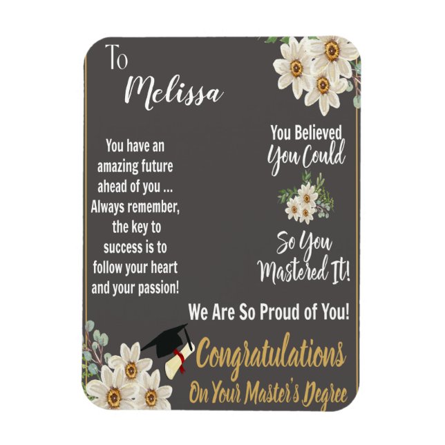 Abschluss mit personalisiertem Master-Abschluss Magnet (Vertikal)