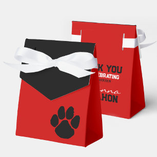 Abschluss mit rotem Pawprint und schwarzem Pawprin Geschenkschachtel