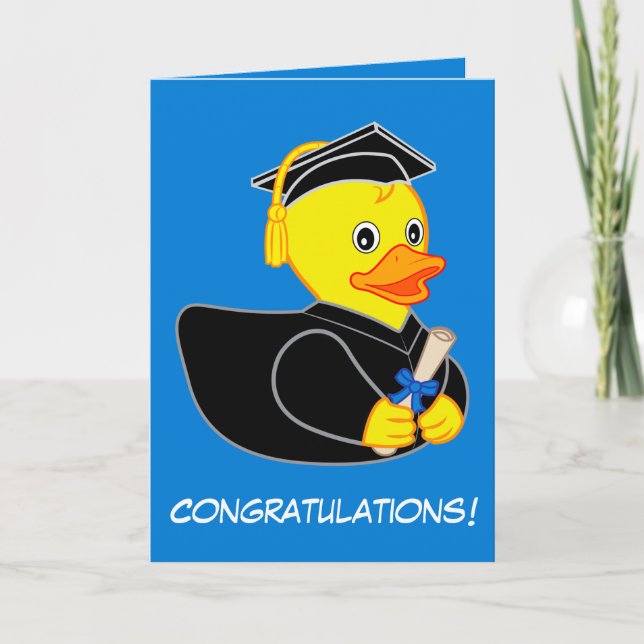Abschluss mit Rubber Ducky Cartoon Karte (Vorderseite)