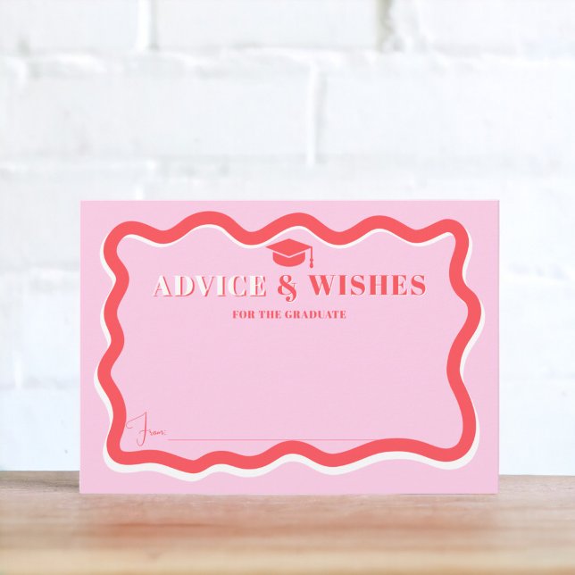 Abschluss mit seitenrosa Kurve zacken, wavy Ratsch Begleitkarte (Retro pink curve squiggle wavy advice graduation enclosure card)