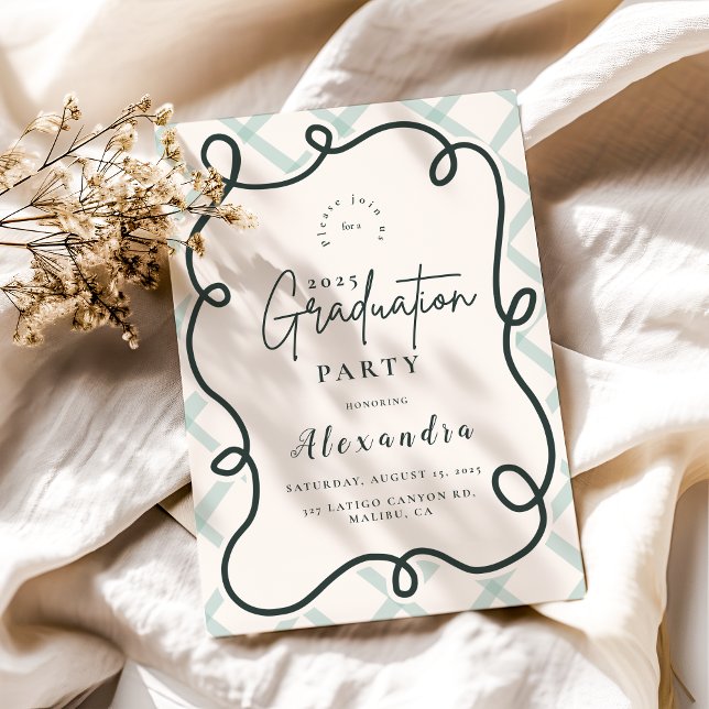 Abschluss mit Wavy-Frame-Kastenform Einladung (Von Creator hochgeladen)