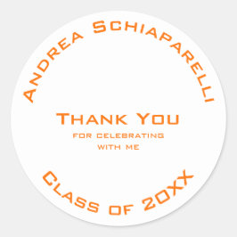 Abschluss Modern Simple Orange Custom Vielen Dank Runder Aufkleber