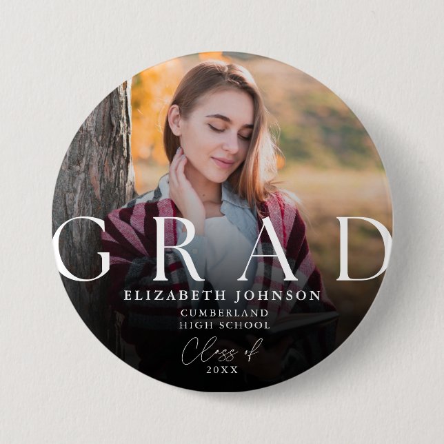 Abschluss Moderne Elegante Foto Grad Schaltfläche Button (Vorderseite)