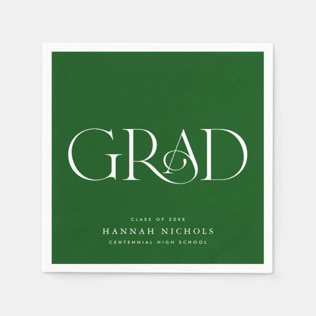 Abschluss Moderne Elegante Typ Green Napkins Serviette (Vorderseite)