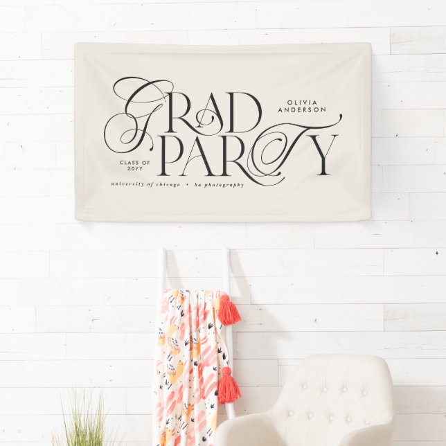 Abschluss Moderne, elegante Typografie schwarz-wei Banner (Insitu)