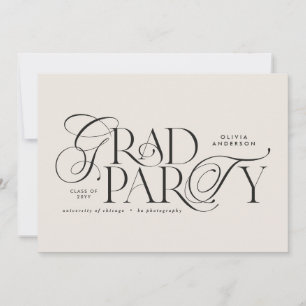 Abschluss Moderne, elegante Typografie schwarz-wei Einladung
