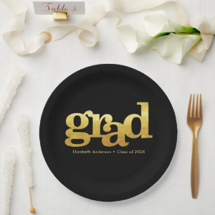 Abschluss Moderne fette Goldfolien-Typografie schw Pappteller