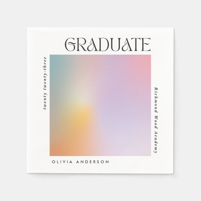 Abschluss Moderne Minimalaura-Pastelltypografie Serviette (Vorderseite)