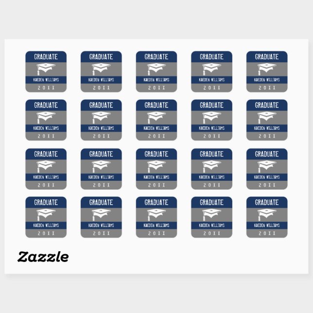 Abschluss Moderne Typografie Weißer Navy Sticker (Blatt)