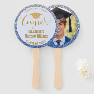 Abschluss Modernes Foto für Blue and Gold Graduate Fächer