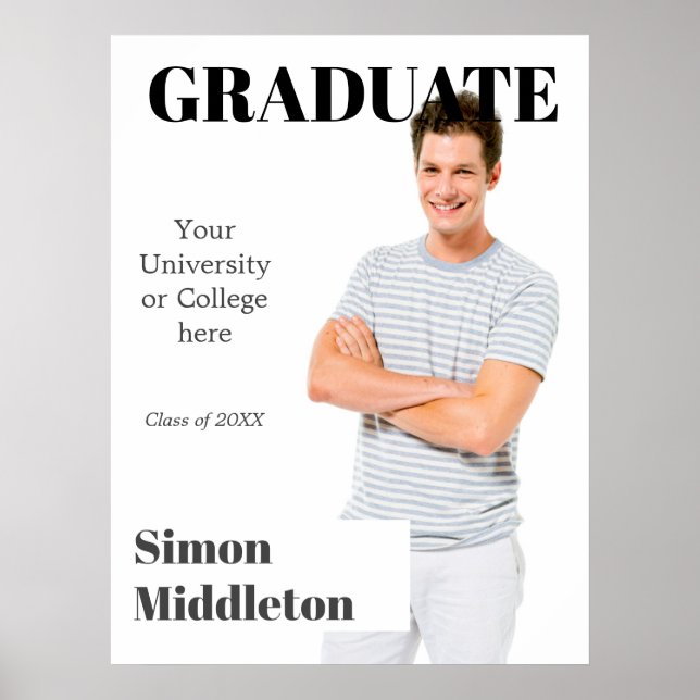 Abschluss Modernes Graduiertenschwarzes Headline-F Poster (Vorne)