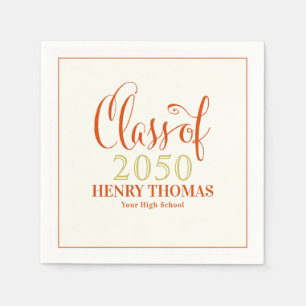 Abschluss Modernes Minimalistisches Orange Script Serviette