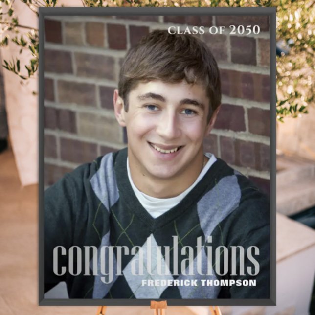 Abschluss Modernes Zwei Foto Minimalistisches Skri Poster (Von Creator hochgeladen)