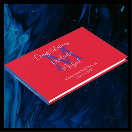 Abschluss-Monogramm Scharlachrot Weiß Blau Anmelde Gästebuch
