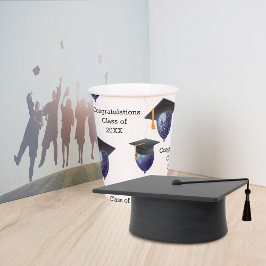 Abschluss Mortarboard und Balloons Pappbecher