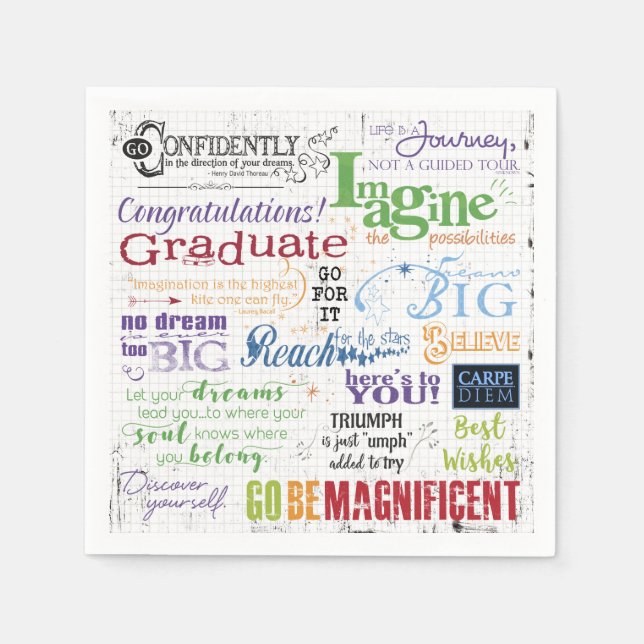 Abschluss Motivierend Word Art Redewendungen Serviette (Vorderseite)