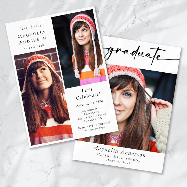 Abschluss Multi Foto Calligrafy Graduate Einladung (Von Creator hochgeladen)