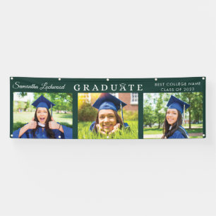 Abschluss Multi Foto Elegant 2025 Grünes Party Banner