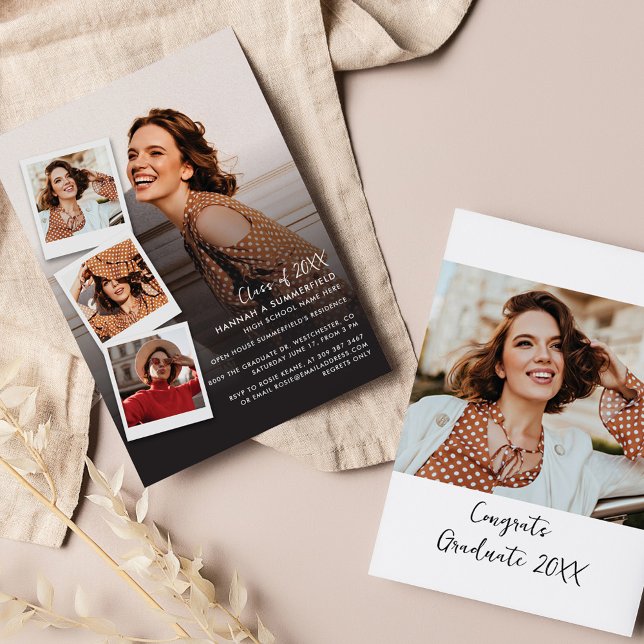 Abschluss Multi Foto Grad 2024 Party Einladung (Graduation Photo Collage Elegant 2024 Announcement)