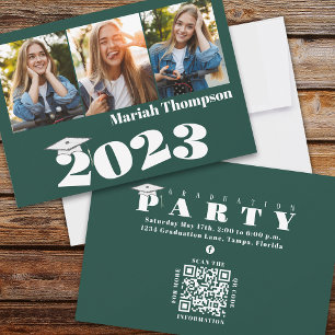 Abschluss Multi-Foto-Grüne Klasse 2023 QR-Code Einladung