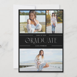Abschluss Multi-Foto laden grad Party schwarz Einladung