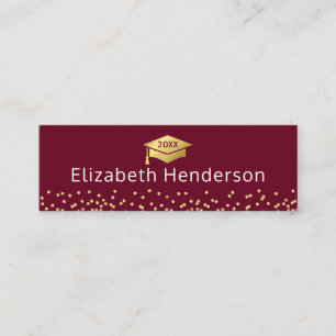 Abschluss Name Card Burgundy Gold Glitzer Telefonnummerkarte