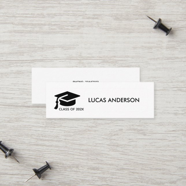 Abschluss Name Card - Elegante klassische Einsteck Telefonnummerkarte (Vorderseite/Rückseite Beispiel)
