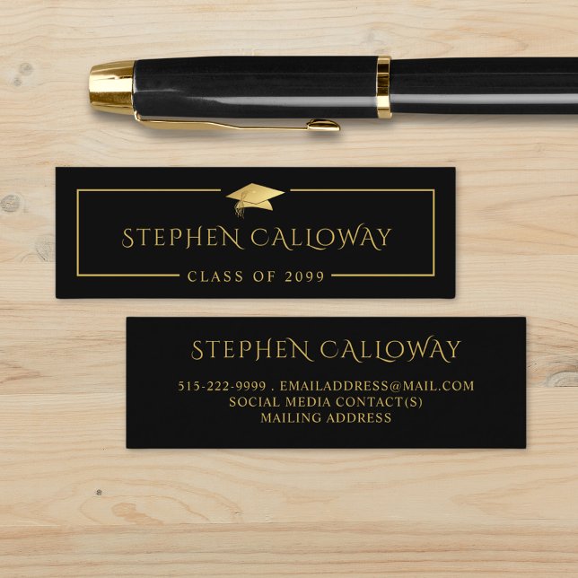 Abschluss Name Card Elegante Schwarze Goldkappe Ei Telefonnummerkarte (Von Creator hochgeladen)