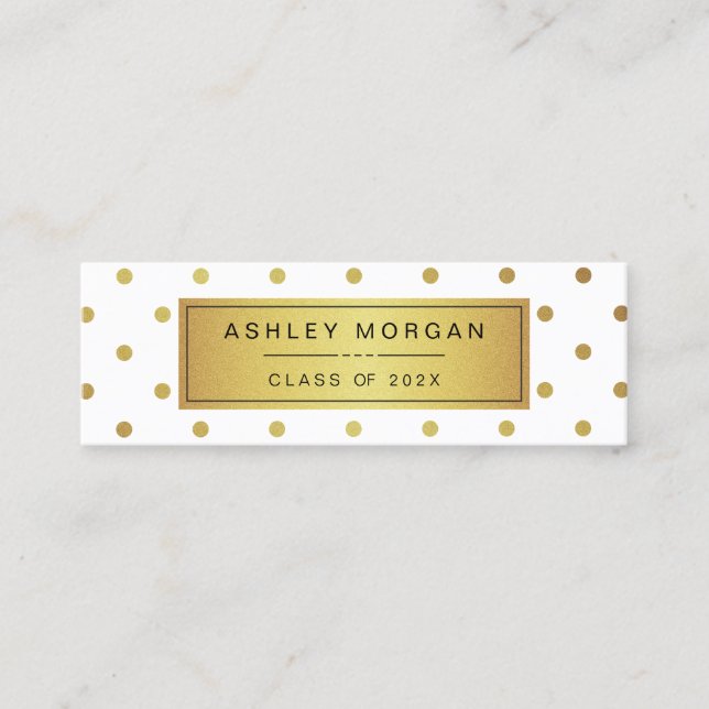 Abschluss Name Card für den modernen White and Gol Telefonnummerkarte (Vorderseite)