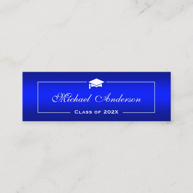 Abschluss Name Card - Klassische Schlichte blaue F Telefonnummerkarte (Vorderseite)