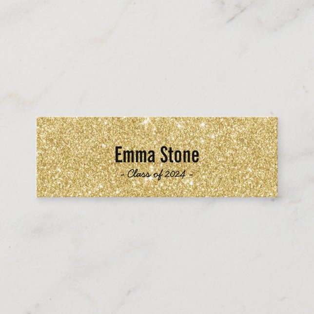 Abschluss Name Card Modern Gold Glitzer Beilage Telefonnummerkarte (Vorderseite)