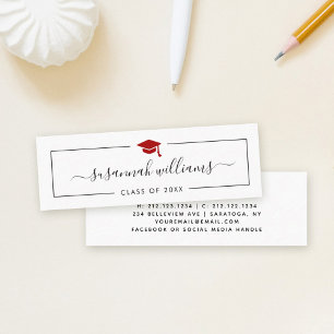 Abschluss Name Card Modernes Script Red Cap Telefonnummerkarte
