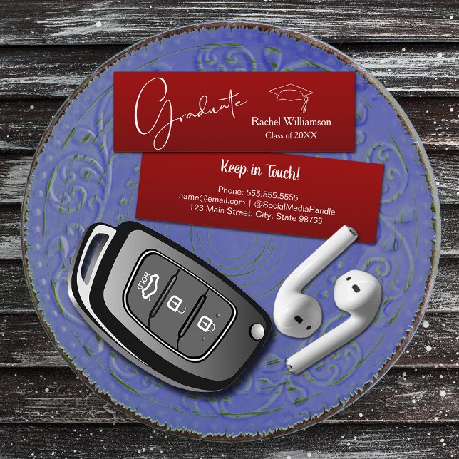 Abschluss Name Class Details Kardinal Red Telefonnummerkarte (Small cardinal red Graduation Calling Cards are 3" x 1", hand out to friends keep in touch)